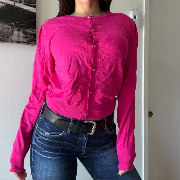 Esqualo Minimalist Preppy Pink Button Cardigan - Picture 2 of 5